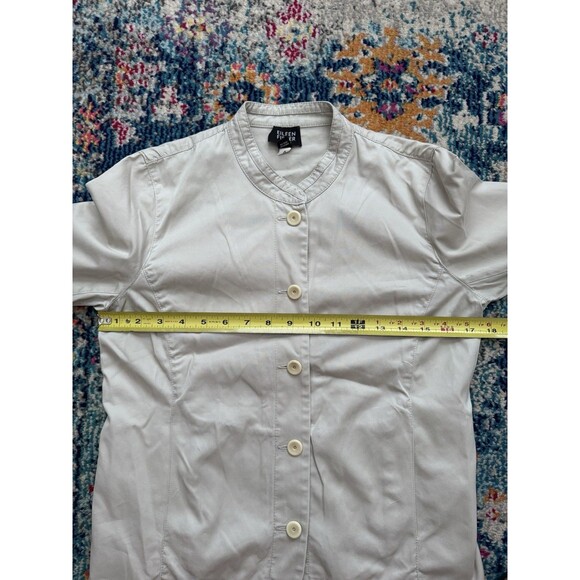 Eileen Fisher Khaki Cotton Utility Blazer Mock Collar Button Down Sz Petite PP - Picture 6 of 8